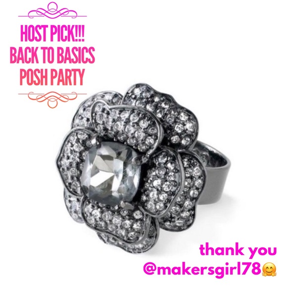 Stella & Dot Jewelry - Stella & Dot |‘Vintage' Retired Pavé Crystal Hematite Belle Fleur Cockta…